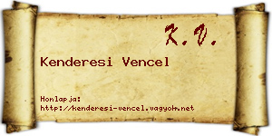 Kenderesi Vencel névjegykártya